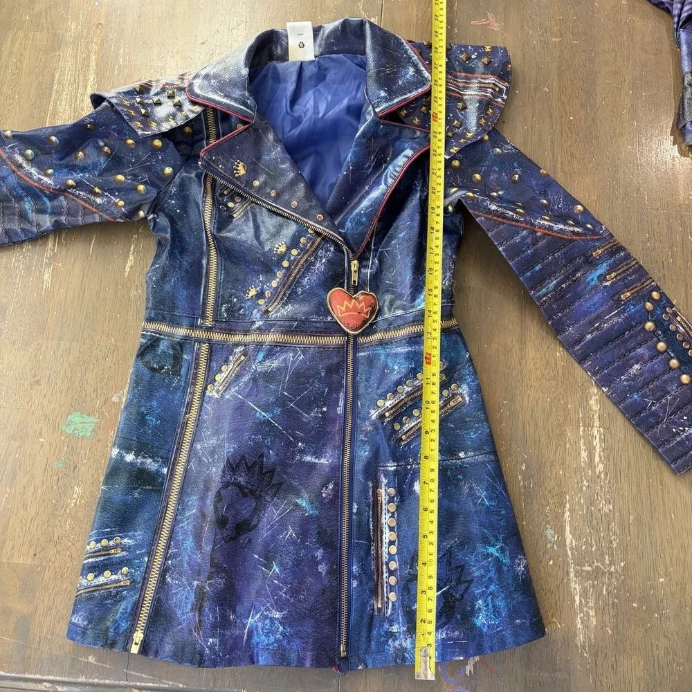 Disney Descendants 11/12 Evie Halloween costume Faux Leather Trench Coat Jacket